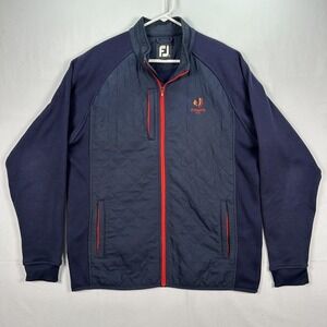 FootJoy Jacket Mens Large Navy Quilted Full Zip Golf Schuylkill CC Logo Fleece